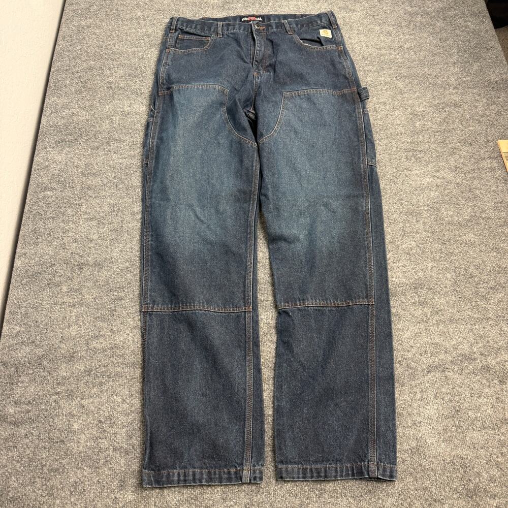 Bocomal FR Double Knee Carpenter Jeans Mens 36x34 Dark Wash Baggy Workwear Skate